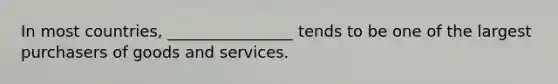 In most countries, ________________ tends to be one of the largest purchasers of goods and services.