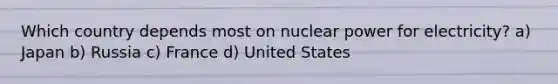 Which country depends most on nuclear power for electricity? a) Japan b) Russia c) France d) United States