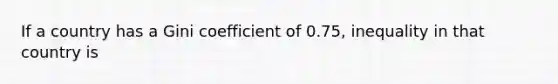 If a country has a Gini coefficient of 0.75, inequality in that country is