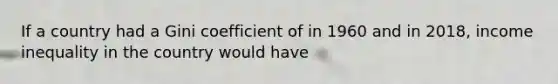 If a country had a Gini coefficient of in 1960 and in 2018, income inequality in the country would have