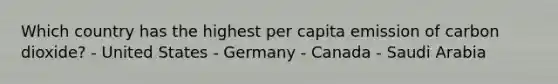 Which country has the highest per capita emission of carbon dioxide? - United States - Germany - Canada - Saudi Arabia