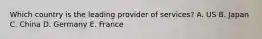 Which country is the leading provider of services? A. US B. Japan C. China D. Germany E. France