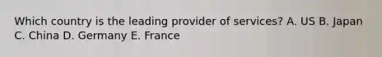 Which country is the leading provider of services? A. US B. Japan C. China D. Germany E. France