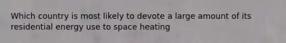 Which country is most likely to devote a large amount of its residential energy use to space heating