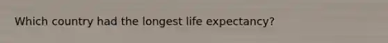 Which country had the longest life expectancy?