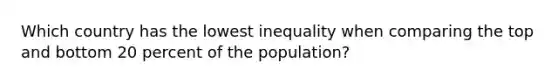 Which country has the lowest inequality when comparing the top and bottom 20 percent of the population?