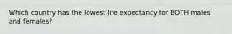 Which country has the lowest life expectancy for BOTH males and females?