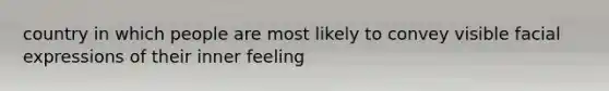 country in which people are most likely to convey visible facial expressions of their inner feeling