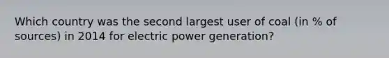 Which country was the second largest user of coal (in % of sources) in 2014 for electric power generation?