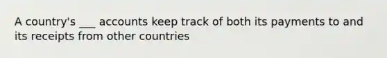 A country's ___ accounts keep track of both its payments to and its receipts from other countries