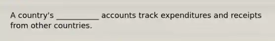 A country's ___________ accounts track expenditures and receipts from other countries.