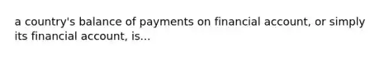 a country's balance of payments on financial account, or simply its financial account, is...