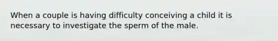 When a couple is having difficulty conceiving a child it is necessary to investigate the sperm of the male.