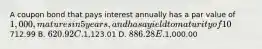 A coupon bond that pays interest annually has a par value of 1,000, matures in 5 years, and has a yield to maturity of 10%. The intrinsic value of the bond today will be ______ if the coupon rate is 7%. A.712.99 B. 620.92 C.1,123.01 D. 886.28 E.1,000.00