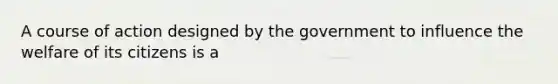 A course of action designed by the government to influence the welfare of its citizens is a