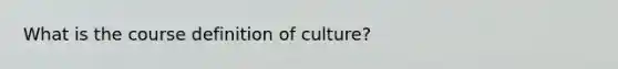 What is the course definition of culture?