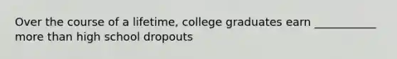 Over the course of a lifetime, college graduates earn ___________ <a href='https://www.questionai.com/knowledge/keWHlEPx42-more-than' class='anchor-knowledge'>more than</a> high school dropouts