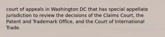 court of appeals in Washington DC that has special appellate jurisdiction to review the decisions of the Claims Court, the Patent and Trademark Office, and the Court of International Trade.