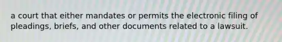 a court that either mandates or permits the electronic filing of pleadings, briefs, and other documents related to a lawsuit.