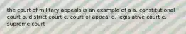 the court of military appeals is an example of a a. constitutional court b. district court c. court of appeal d. legislative court e. supreme court