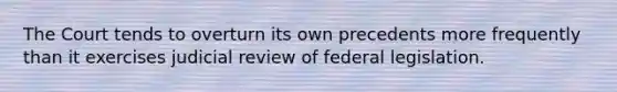 The Court tends to overturn its own precedents more frequently than it exercises judicial review of federal legislation.