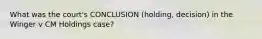 What was the court's CONCLUSION (holding, decision) in the Winger v CM Holdings case?