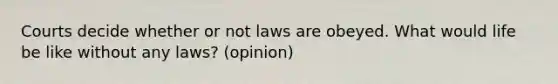 Courts decide whether or not laws are obeyed. What would life be like without any laws? (opinion)