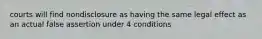 courts will find nondisclosure as having the same legal effect as an actual false assertion under 4 conditions