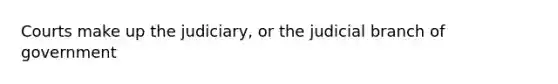 Courts make up the judiciary, or the judicial branch of government