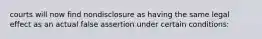 courts will now find nondisclosure as having the same legal effect as an actual false assertion under certain conditions: