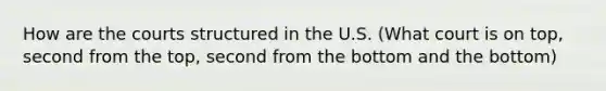 How are the courts structured in the U.S. (What court is on top, second from the top, second from the bottom and the bottom)