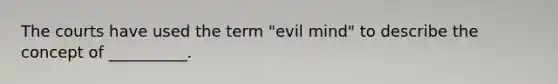 The courts have used the term "evil mind" to describe the concept of __________.