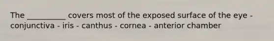 The __________ covers most of the exposed surface of the eye - conjunctiva - iris - canthus - cornea - anterior chamber