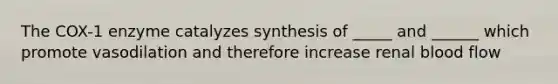 The COX-1 enzyme catalyzes synthesis of _____ and ______ which promote vasodilation and therefore increase renal blood flow