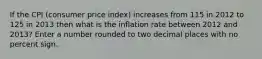 If the CPI (consumer price index) increases from 115 in 2012 to 125 in 2013 then what is the inflation rate between 2012 and 2013? Enter a number rounded to two decimal places with no percent sign.