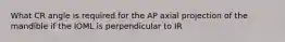 What CR angle is required for the AP axial projection of the mandible if the IOML is perpendicular to IR