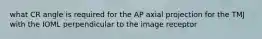 what CR angle is required for the AP axial projection for the TMJ with the IOML perpendicular to the image receptor