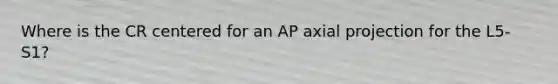 Where is the CR centered for an AP axial projection for the L5-S1?