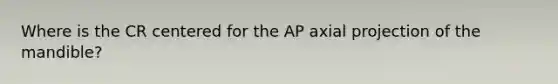 Where is the CR centered for the AP axial projection of the mandible?