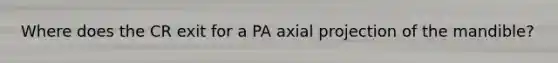 Where does the CR exit for a PA axial projection of the mandible?