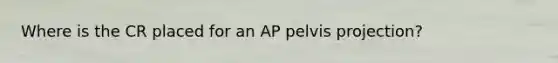 Where is the CR placed for an AP pelvis projection?