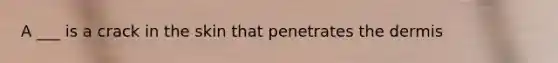 A ___ is a crack in the skin that penetrates the dermis