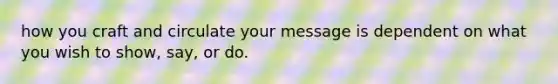 how you craft and circulate your message is dependent on what you wish to show, say, or do.
