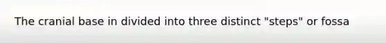The cranial base in divided into three distinct "steps" or fossa