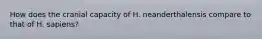How does the cranial capacity of H. neanderthalensis compare to that of H. sapiens?