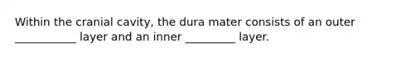 Within the cranial cavity, the dura mater consists of an outer ___________ layer and an inner _________ layer.