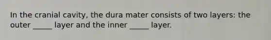 In the cranial cavity, the dura mater consists of two layers: the outer _____ layer and the inner _____ layer.