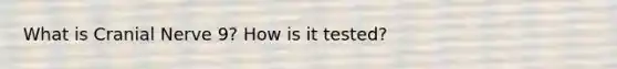What is Cranial Nerve 9? How is it tested?
