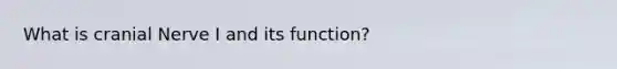 What is cranial Nerve I and its function?