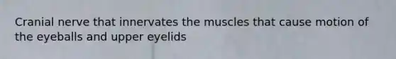 Cranial nerve that innervates the muscles that cause motion of the eyeballs and upper eyelids